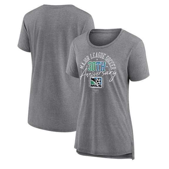 Women's Heather Gray MLS Logo Gear MLS 30th Anniversary Badge Tri-Blend T-Shirt