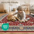 thumbnail image 4 of ODIKA 8'x10' Washable Area Rug Vintage Web Border Scroll Distressed Carpect Deepburgundy Pink for Living Room, Under Sectional, Family , Durable, Non-Slip, 4 of 7