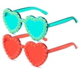thumbnail image 1 of 3 piezas de gafas de sol con forma de corazón sin bordes, gafas de sol con forma de corazón para el día de San Valentín, fiesta de verano para niñas, 1 of 6
