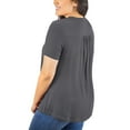 thumbnail image 5 of OmicGot Women's Plus Size Tops Short Sleeve Shirts Lace Pleated Tunic Blouses Gray 4X, 5 of 5