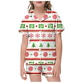 thumbnail image 3 of CAIVO 2 Piece Pajama Sets Children's Short Sleeve Lapel Button Down Shirts Tops With Shorts Set Christmas With Pockets Sleepwear, 3 of 6
