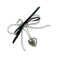 thumbnail image 2 of Llavero con lazo y cuentas, novedoso adorno colgante con forma de corazón negro, 2 of 9