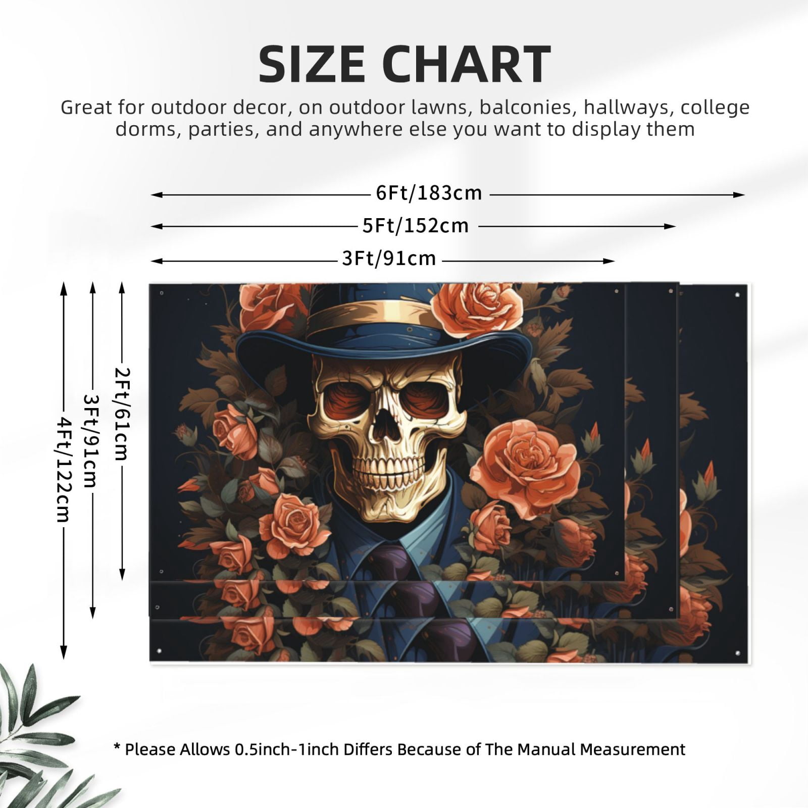 Gangster Death Skull Gothic Art Four Hole Decorated Banner Flag for Garden Yard Home Decoration Indoor Outdoor 4x6 Ft