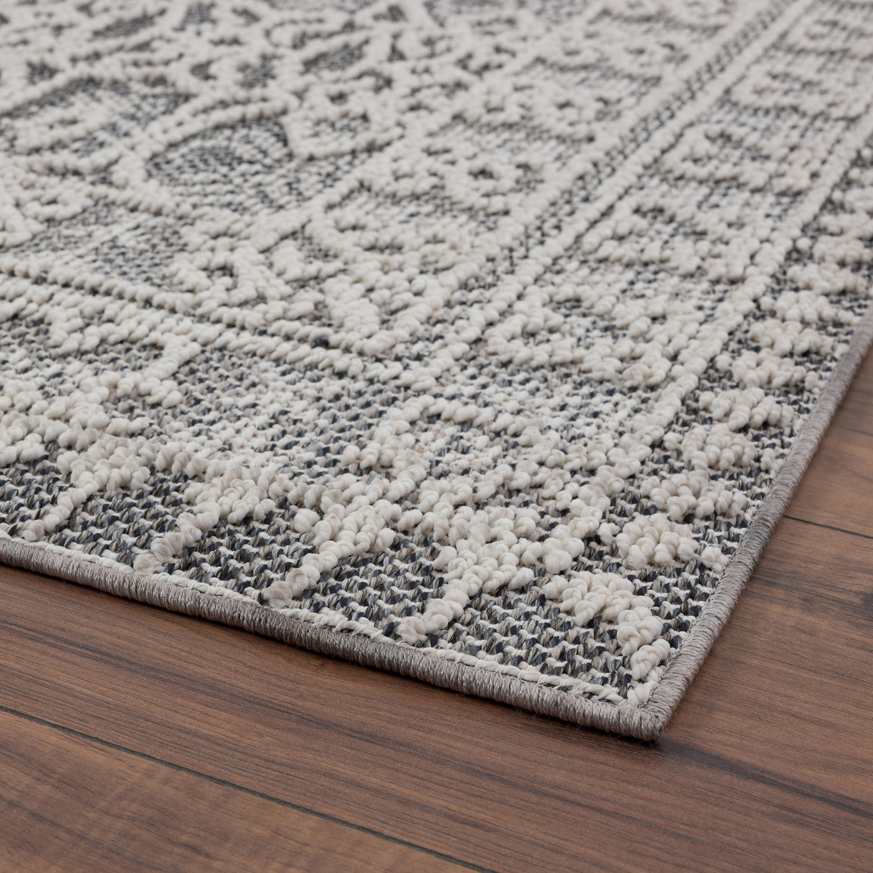 Contemporary 8x10 Area Rug (7'10'' x 10'2'') Geometric Gray, Ivory Living Room Easy to Clean