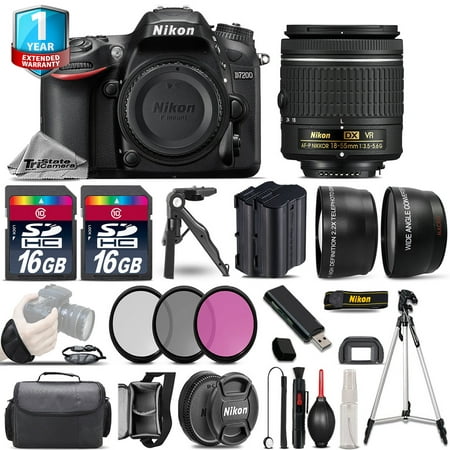 Nikon D7200 DSLR Camera + 18-55mm VR - 3 Lens Kit + Extra Battery + 1yr