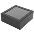 thumbnail image 2 of Caja de almacenamiento de madera, 9 rejillas, aceite esencial, trabajo hecho a mano, creatividad, suministros de embalaje transparentes, color negro, 2 of 5