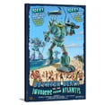 thumbnail image 1 of Boynton Beach, Florida - Boynton Beach vs. Atlantean Invaders - Lantern Press Poster (12x18 Gallery Wrapped Stretched Canvas), 1 of 1
