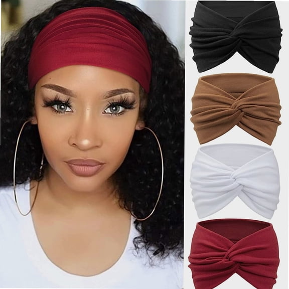 4 Pack Turban Headbands for Women Knotted Cute Hair Band Accessories Wide Vintage Head Wraps