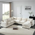 thumbnail image 2 of 118'' Modular Sectional Sofa with Movable Storage Ottoman, 7 Seat U Shaped Couch, Wide Seat & Free Combination, Oversized Chenille Sofa for Living Room & Apartments (White), 2 of 12