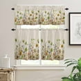 thumbnail image 2 of Sage Green Yellow Spring Floral Kitchen Curtain Set, Watercolor Botanical Summer Flowers Window Valance and Tiers 24" Length, Light Filtering Short Curtains Valance for Cafe Bathroom Bedroom 54"x18", 2 of 7