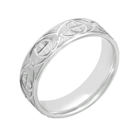 Artisan Sterling Silver Mens Ring - Men's High Polish 6mm Sterling Silver Cross Design Band, Mens Ring