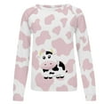 thumbnail image 4 of CEHVOM Womens Shirts Round-Neck Print Long Sleeve Tops Printed Regular Blouse Clearance, 4 of 5