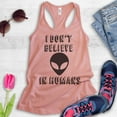 thumbnail image 2 of I Don't Believe In Humans Tank Top, Ladies Racerback Tank Top, Funny Alien Tank, UFO Tank, Desert Pink, XX-Large, 2 of 3