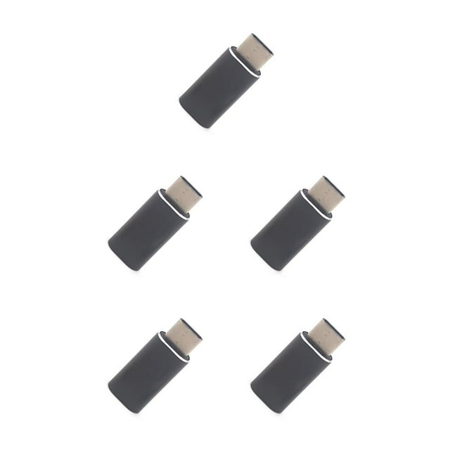 crativent Cell Phone for Jack Adapter Charging Aluminum Alloy Silver Gold Black Converter Mini Data Line Splitter Plug Connector Black 5Set