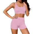 thumbnail image 6 of Women 3 Piece Tankini Swimsuit Crew Neck Halter High Waist Shorts Sleeveless Tees Modest Stretchy Bathing Suit (3XL, Pink), 6 of 8