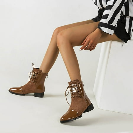 

Egmy Women S Style Strappy Flat Short Boots for Autumn and Winter