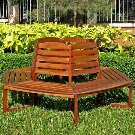 International Caravan Acacia Patio Wood Tree Bench