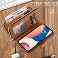 thumbnail image 6 of SaniMore for iPhone 14 Pro (6.1" 2022) 3 in 1 Case, Zipper Purse Cover + Card Slots +  Kickstand + Detachable Lanyard Comprehensive Protective Shockproof Anti-drop Shell For iPhone 14 Pro, Brown, 6 of 8
