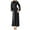 001 Black, variant on Women's Satin Maxi Dresses Casual Long Sleeve Round Neck Dresses Waisted A-Line Pleated Flowy Long Dresses