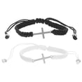 thumbnail image 1 of KAKOWELY 1 par de pulseras de la amistad con dijes de cruz para niñas, pulseras tejidas con cordón ajustable., 1 of 4