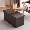 thumbnail image 2 of iRerts Folding Storage Ottoman Bench, 30 Inches Bedroom Bench with Storage Foot Rest Stool, Footrest Stool Seat Storage Footstool Ottoman Stool for Living Room Bedroom Dorm, Dark Brown, 2 of 10