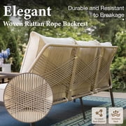 MF Studio Wicker Outdoor Patio Furniture Set, 5-Seat Patio Conversation Set with Swivel Chairs, PE Rattan Outdoor Sofa Set, Beige