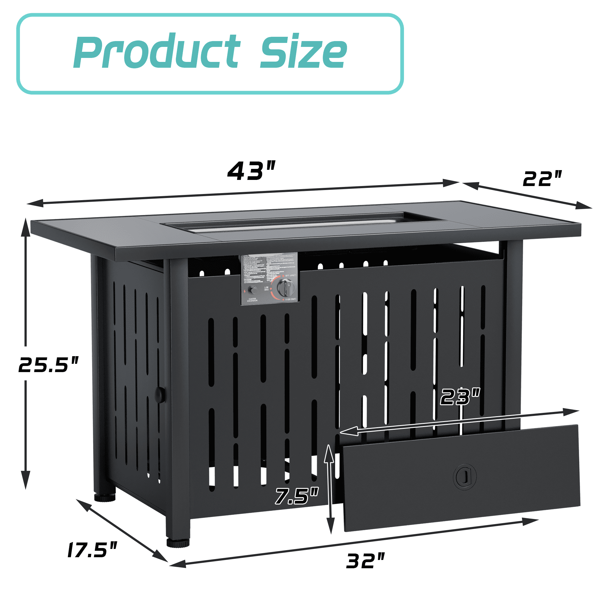Homall Patio Fire Pit Table 43 Inch Propane Gas Fire Table 50000 BTU Outdoor Wicker Fire Tables with Glass Beads