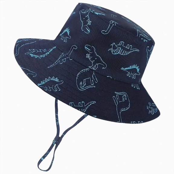 Ccpelsie Baby Sun Hat for Baby Girl Boy 0-4T - Wide Brim Toddler Bucket Hat Adjustable Strap Infant Hats for Outdoor(Navy,3-5 Years)