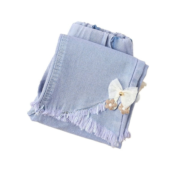 Chenyin Kids Baby Girl's Jeans Flare Pants High Waisted Flare Split Denim Pants with Pockets Summer Thin Trousers for Toddler 1-6T
