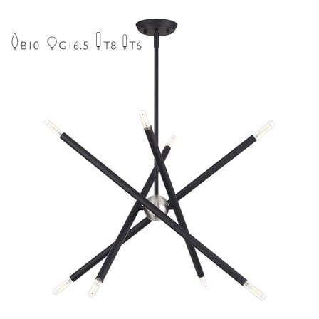 47005-04 Livex Lighting Soho - 8 Light Chandelier-24.5 Inches Tall and 24 Inches Wide-Black Finish