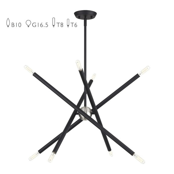 47005-04 Livex Lighting Soho - 8 Light Chandelier-24.5 Inches Tall and 24 Inches Wide-Black Finish