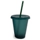thumbnail image 1 of Advancent Taza para beber con tapa y pajita PP con tapa y botella reutilizable de plástico para bebidas frías, café, jugo, batido Mostrada Verde oscuro 480ml, 1 of 6