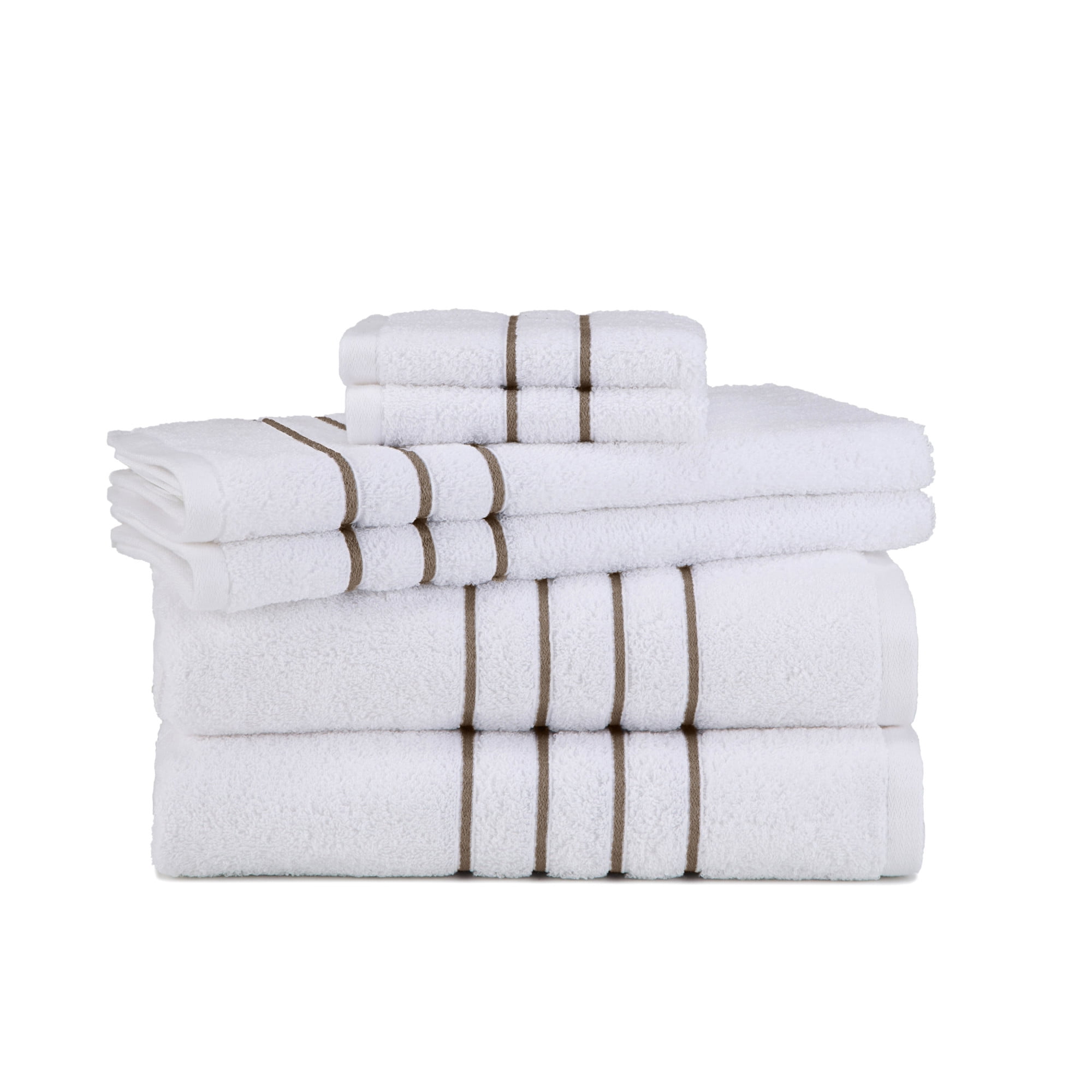 Embroidered Hotel Collection 6-Piece Taupe Towel Set ...