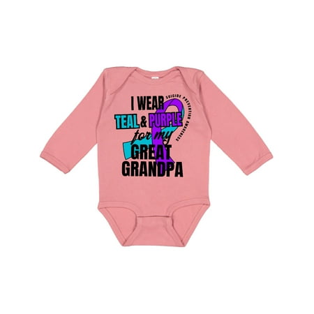 

Inktastic Suicide Prevention I Wear Teal and Purple For My Great Grandpa Gift Baby Boy or Baby Girl Long Sleeve Bodysuit