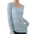 thumbnail image 3 of Camiseta Deportiva de Larga para Mujer, Cuello Redondo, Corte Ajustado, Ideal para Yoga y Otras Actividades Al Aire Libre Azul L, 3 of 8