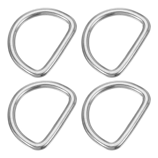 Anillos en D de metal Uxcell, anillos en D de acero inoxidable 304, anillos en D sólidos soldados, accesorios de bricolaje para collares de perros 4x30mm