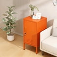 thumbnail image 2 of Table d'Appoint en Métal Verrouillable à une Porte, Table d'Appoint Moderne Minimaliste pour Pièce avec 2 Tablettes Ajustables, Armoire de Rangement Multiple pour Salon et Chambre, Facile à Assembler 27.55"H x 13.78"W x 14.96"D, 2 of 6