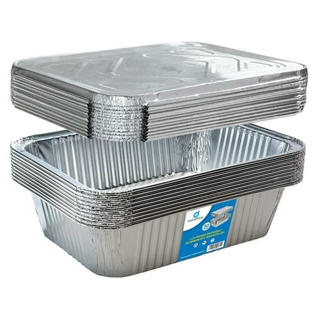 

Displastible Disposable Aluminum Pans with Lids Cooking & Baking Food Container 50-Pack
