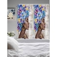 thumbnail image 3 of Black African Women Bathroom Window Curtain, Spring Floral Butterfly Vintage Light Filtering Coffee Kitchen Curtains, Bedroom Living Room Curtains 2 Panel 84"x63", 3 of 6
