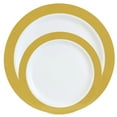 thumbnail image 2 of EcoQuality 7.5" inch Salad Plates & 10.5" inch Dinner Plates Round Plastic Heavy Duty Plates with Gold Rim Design Disposable China Like Plastic Plate Combo Set (16 Pack), 2 of 5