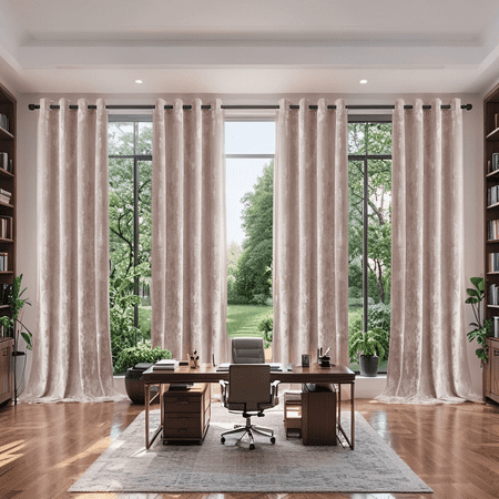 Crushed Velvet Curtains with Grommets Luxurious Thermal Insulated Soundproof Drapes for Office Soft and Durable Light-Filtering Window Treatments 4 Panels