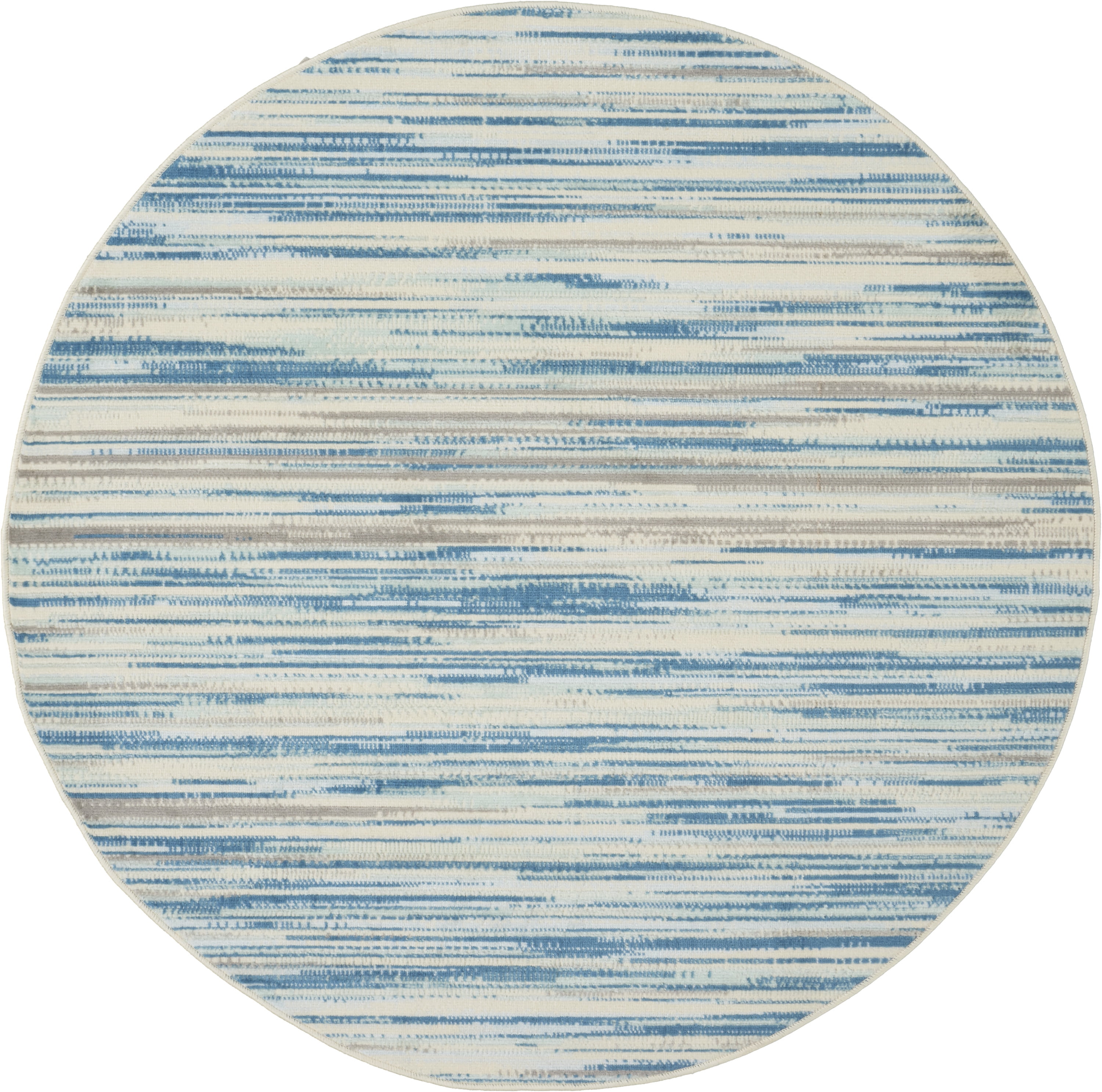 Nourison Bliss Modern Abstract Blue 5'3" x Round Area Rug, (5' Round)
