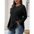 thumbnail image 4 of Long Sleeve Shirts for Women Tunic Tops for Women Loose Fit Dressy Crew Neck Pullover Basic Sweaters for Women Black S, 4 of 7