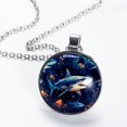 thumbnail image 2 of Starry Shark Stunning Circular Glass Pendant Necklace for Women - Elegant Womens Necklaces, Necklace, 2 of 5
