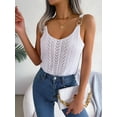 thumbnail image 4 of ZOELNIC Womens Tank Tops Crew Neck Spring Summer Camisole Metal Buckle Straps Cami Top Sleeveless Knitted Shirt, XL, 4 of 7