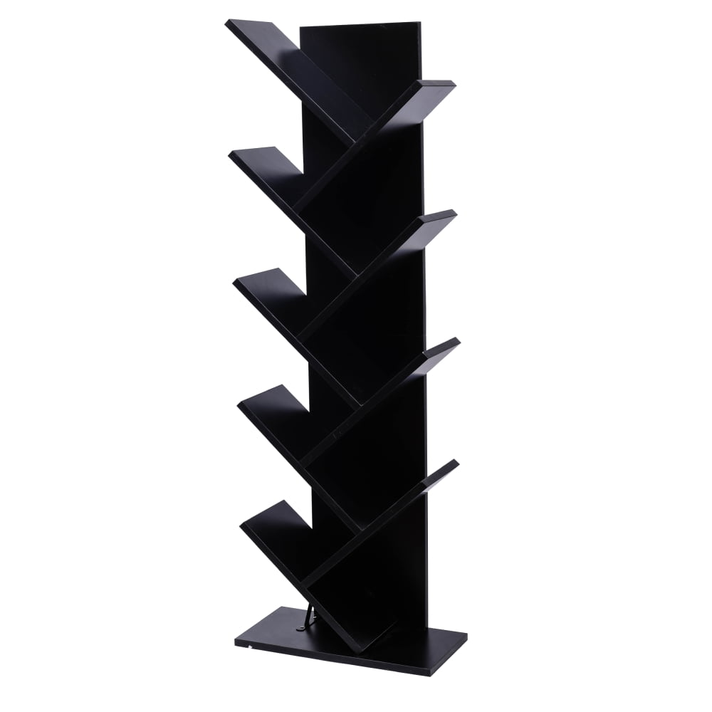 Lowestbest 9-Shelf Bookcase Rack, Free Standing Book Storage Organizer, Wooden Tree Bookshelf, Black Lowestbest 9-Shelf Bookcase Rack, Free Standing Book Storage Organizer, Wooden Tree Bookshelf, Black