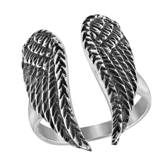 Heavenly Angelic Wings Open-Ended Wrap Sterling Silver Band Ring-8