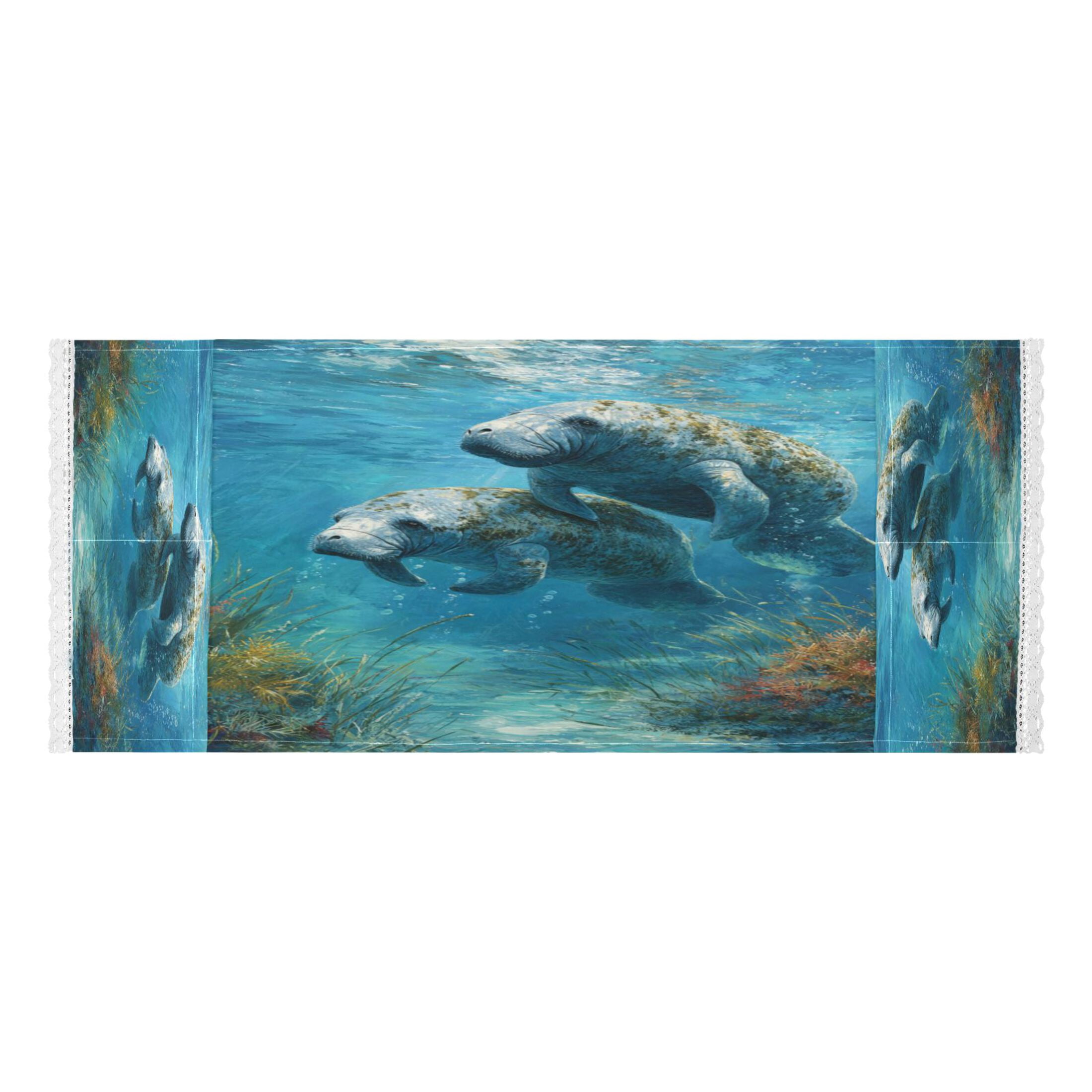 Wobogo Cute Manatee Washing Machine Cover Dustproof Washer Dryer Cover Waterproof Laundry Room Decorative Protector