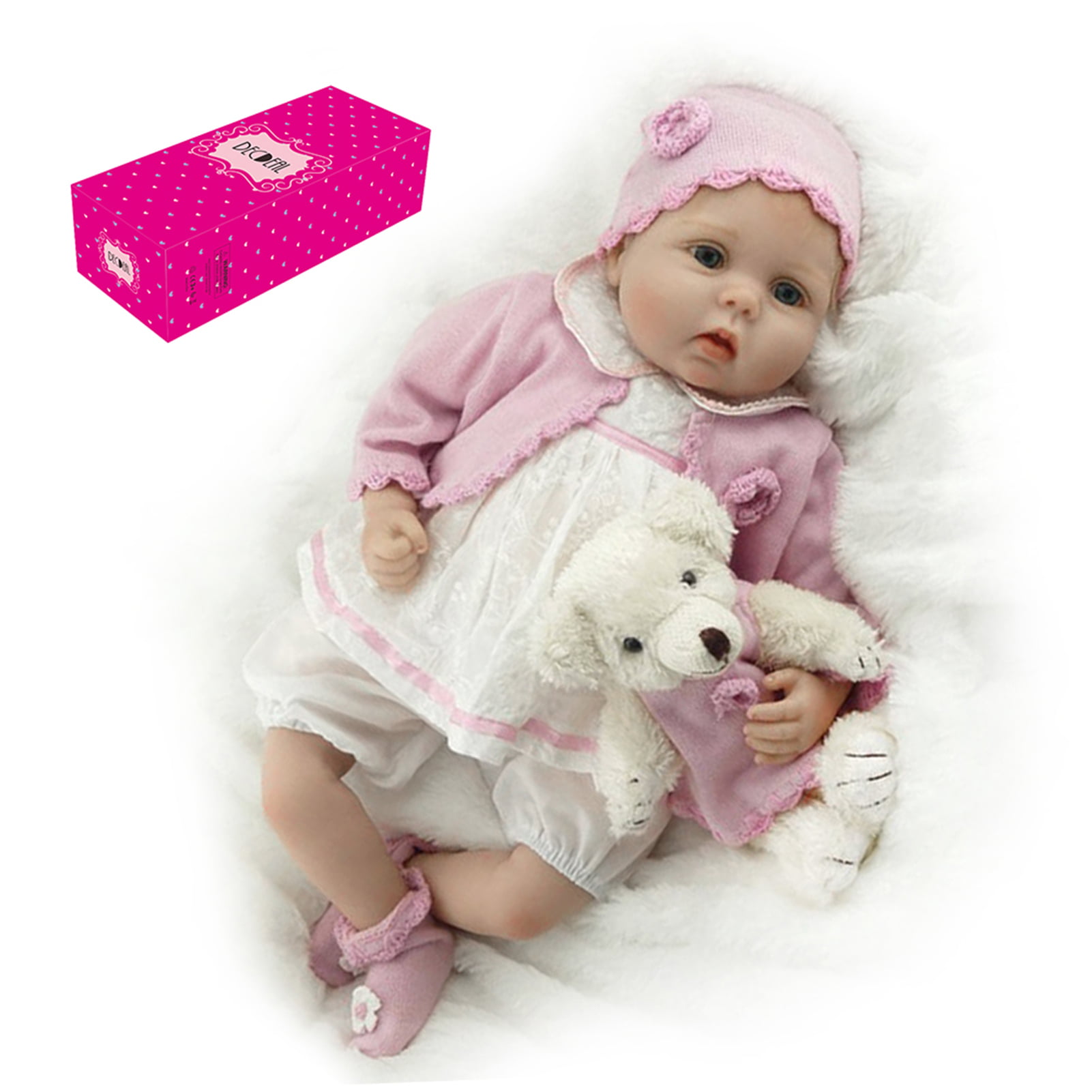 Lifelike Reborn Sleeping Baby Doll Soft Plush Bear Cat Toy Christmas Gifts 