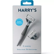 Harry's Charcoal 5-Blade Manual Razor Handle and 2 Razor Blade Refills